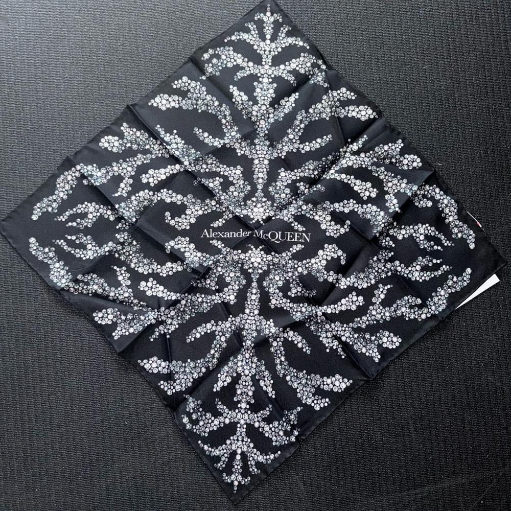 NEW Crystal Spine Silk Twill Bandanna Scarf Alexander McQueen